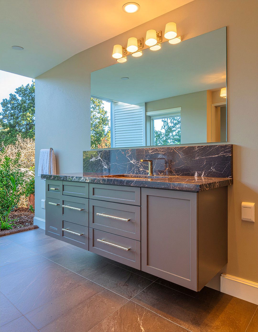 Dark marble bathroom vanity - 30 marble countertop bathroom ideas