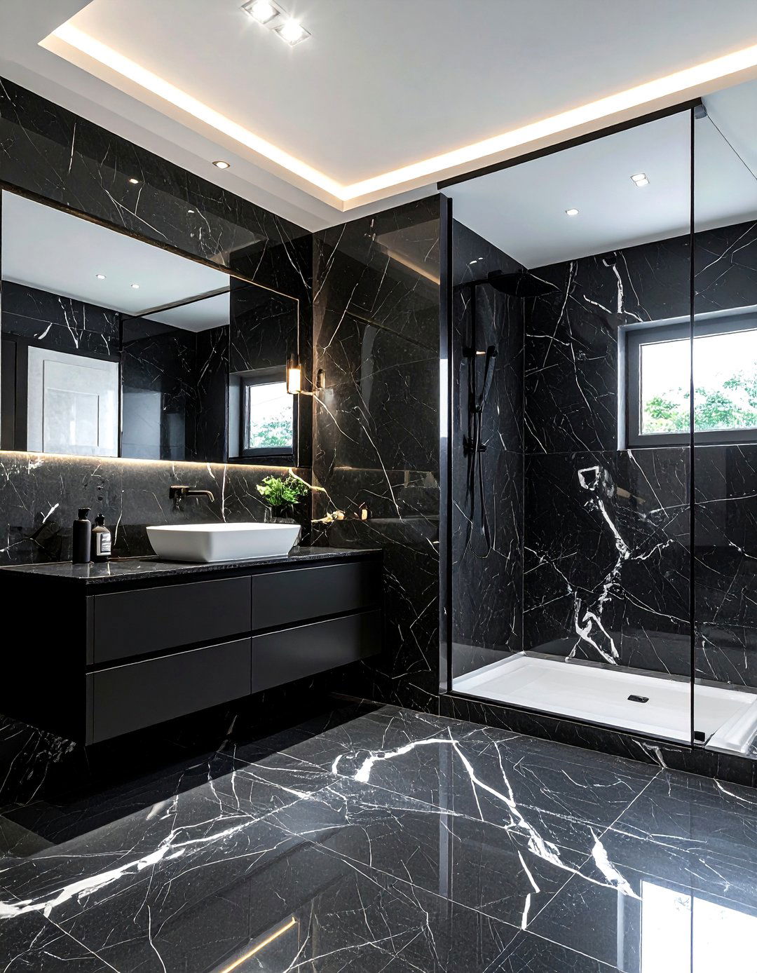 Dark marble bathroom - 30 moody decor ideas
