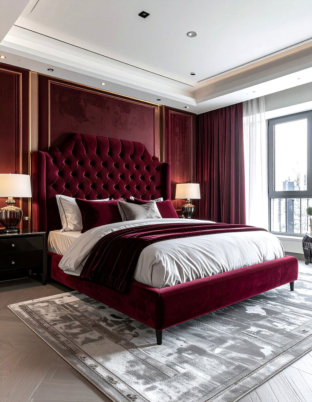 Dark maroon velvet bedroom - 30 maroon bedroom ideas