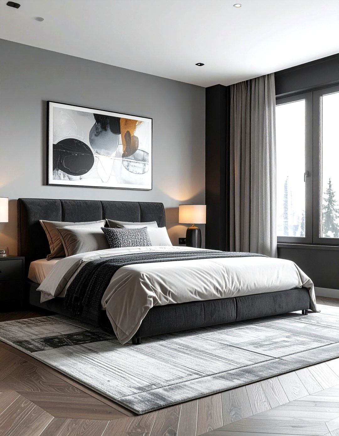 Dark moody bedroom - 30 show home bedroom ideas