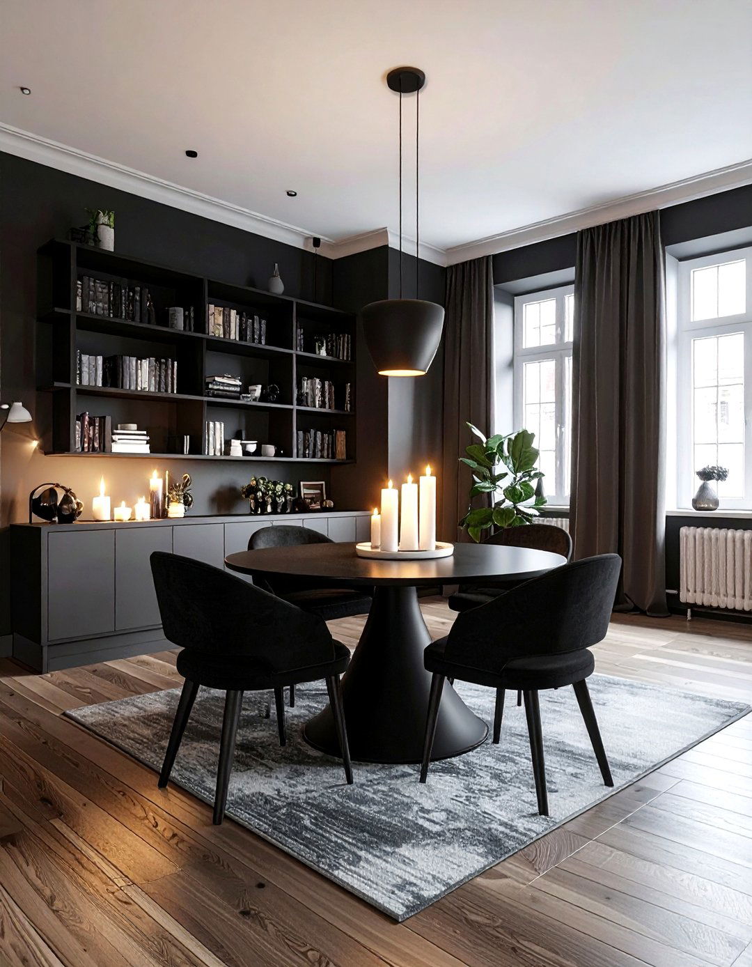 Dark moody dining room - 30 dark black dining room ideas