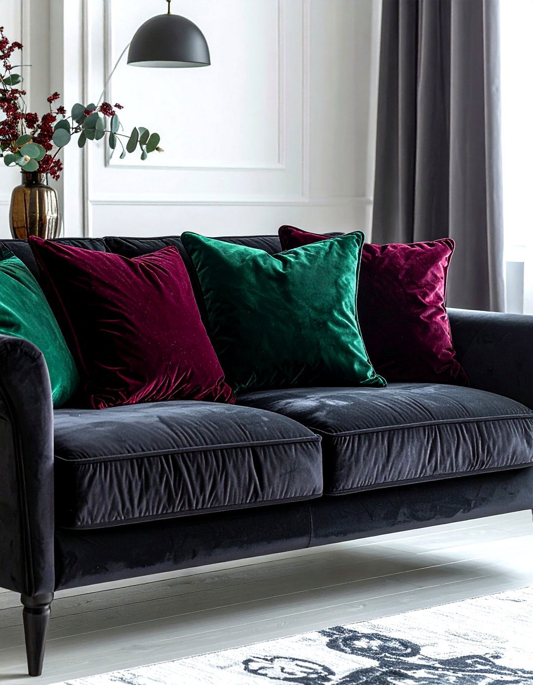 Dark moody sofa pillow colors - 30 pillow styling ideas