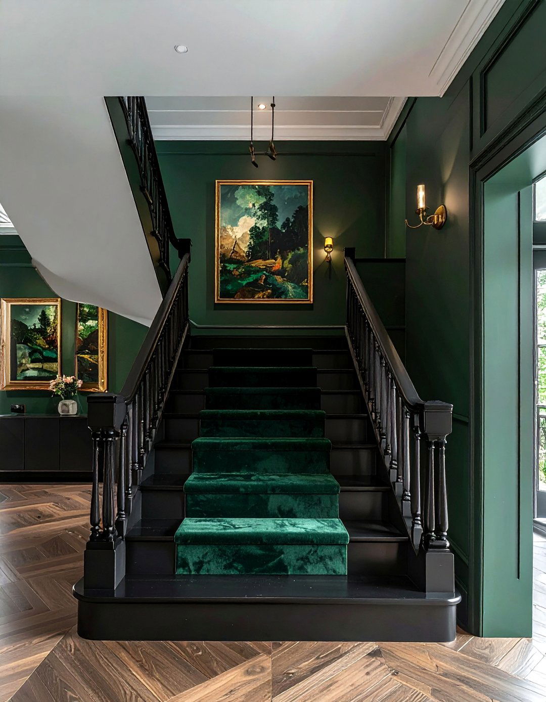 Dark moody staircase - 30 stairway decor ideas