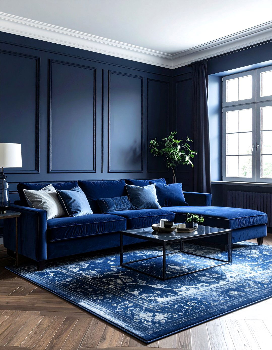 Dark navy living room - 30 navy living room ideas
