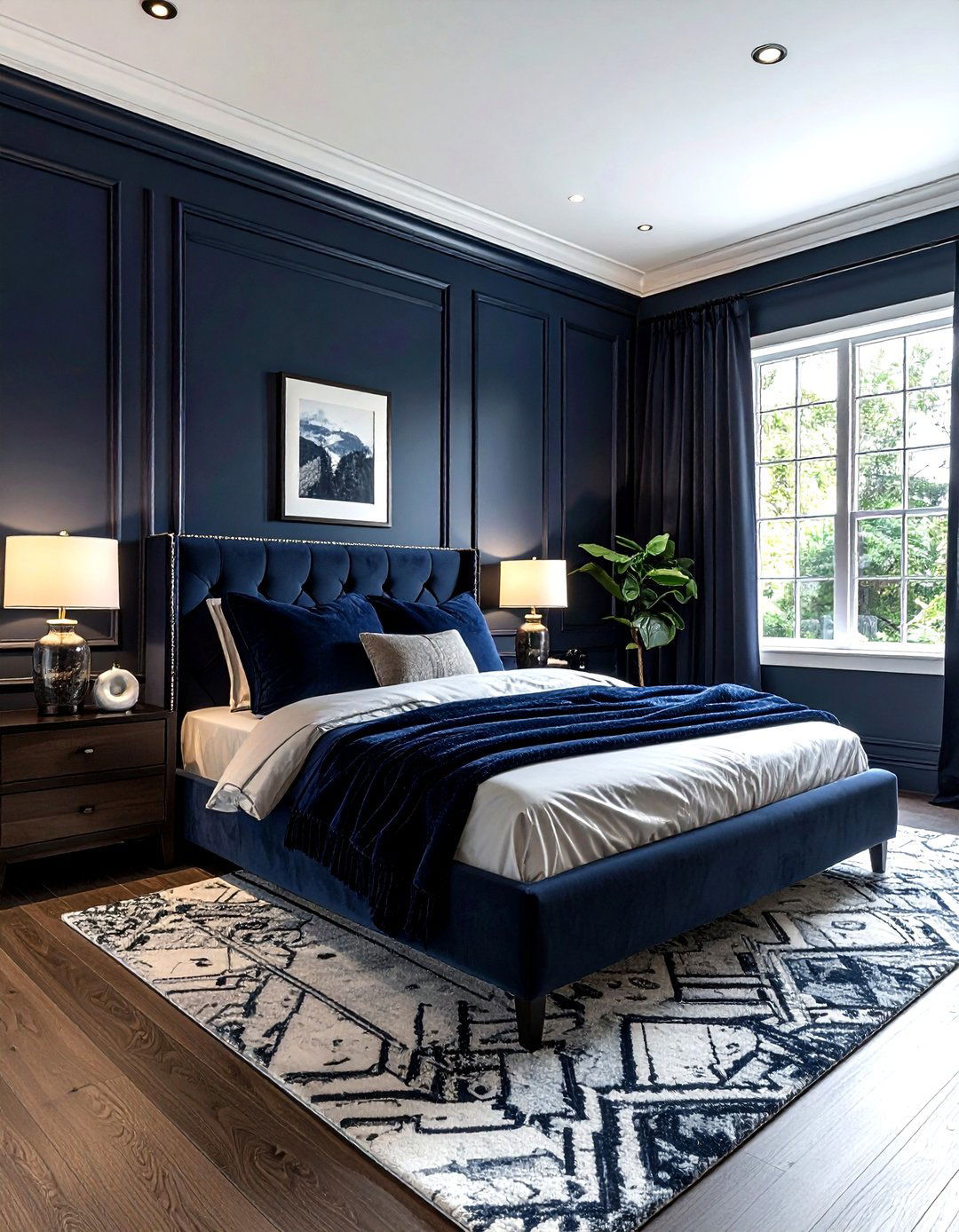 Dark navy moody bedroom - 30 dark navy bedroom ideas