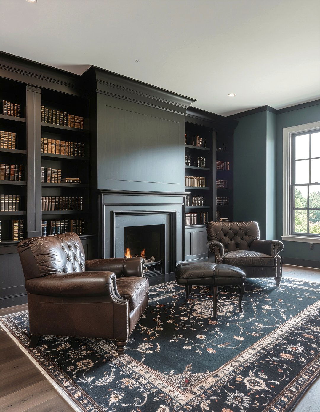 Dark oak library - 30 living room millwork ideas