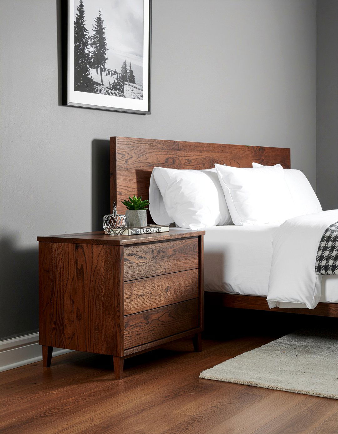 Dark oak nightstand - 30 bedroom nightstands