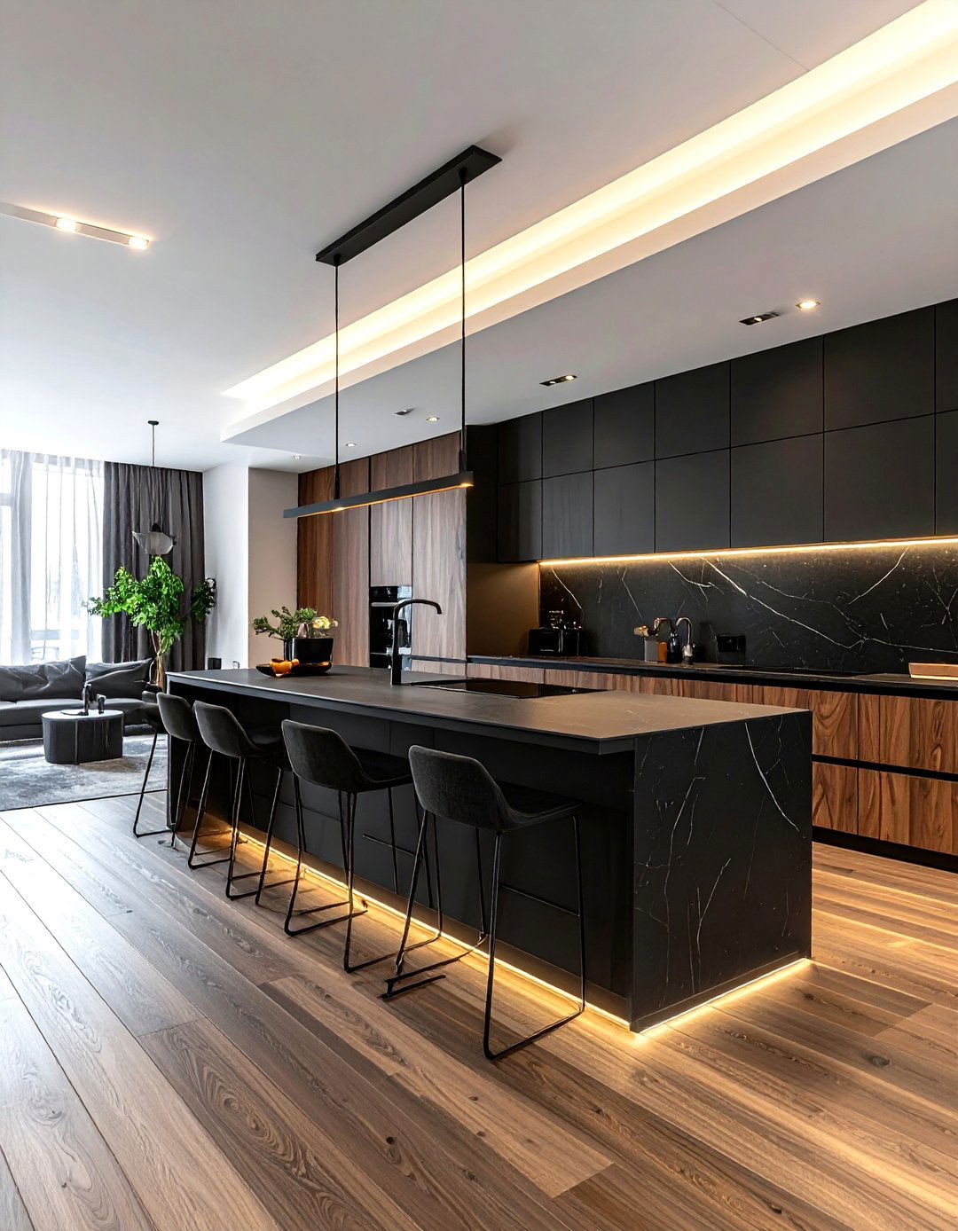 Dark open plan kitchen - 30 dark kitchen ideas