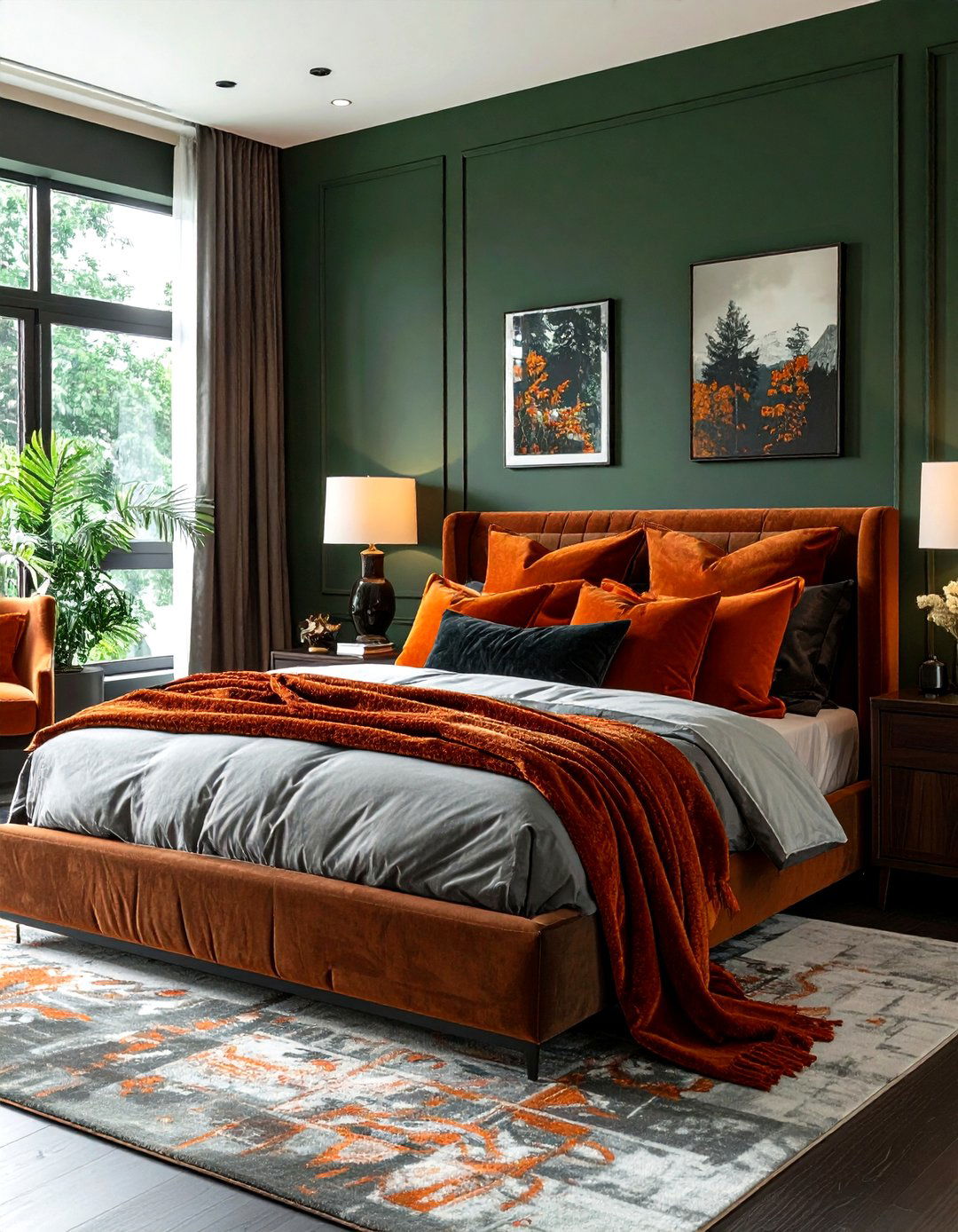 Dark orange accents - 30 orange bedroom ideas