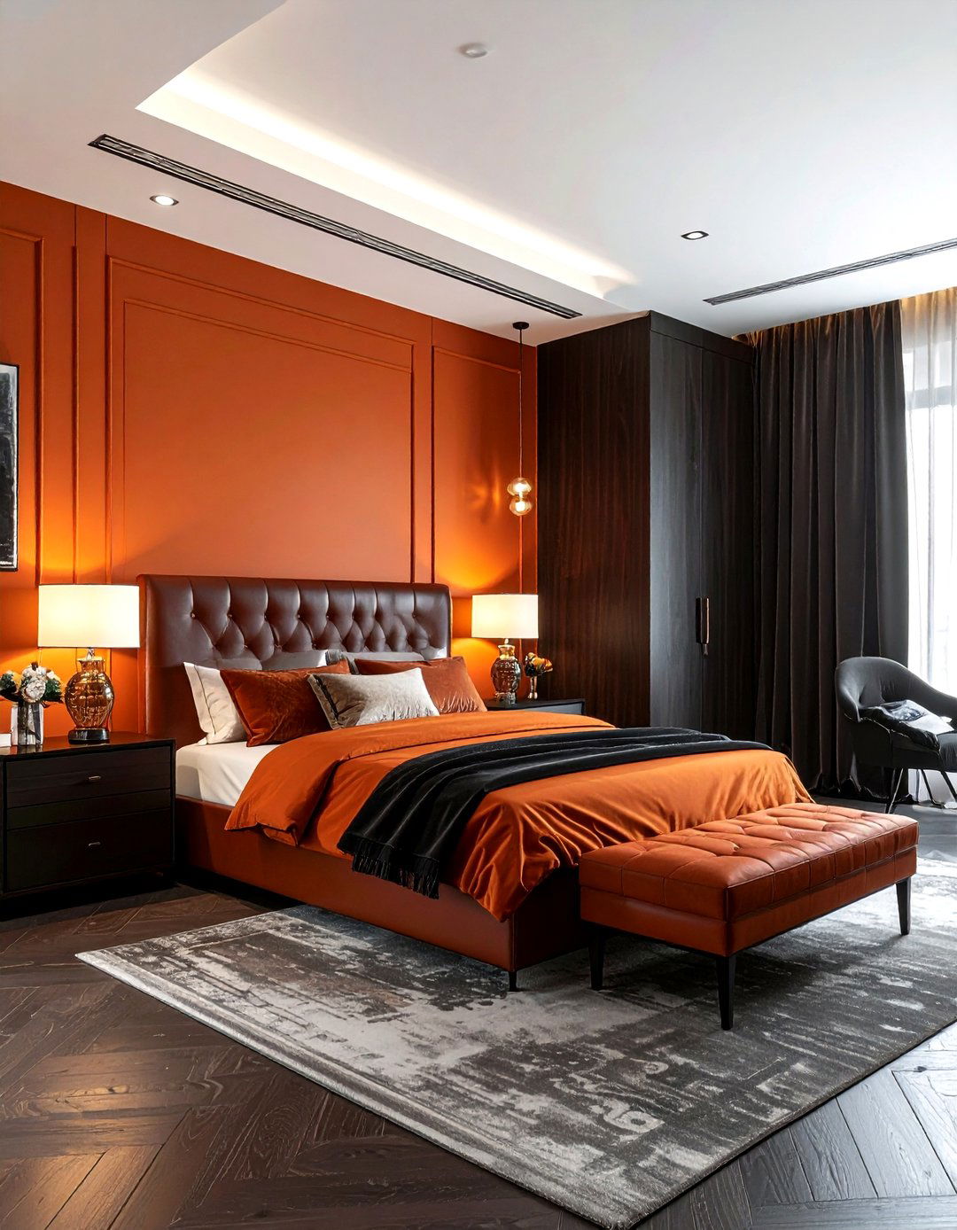 Dark orange bedroom - 30 orange bedroom decor ideas