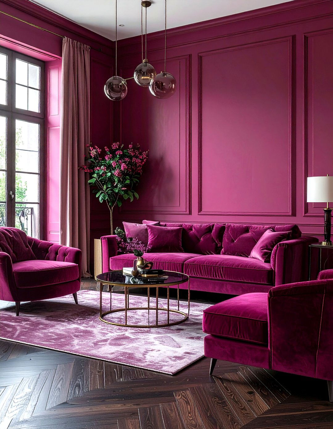 Dark pink living room - 30 pink living room ideas