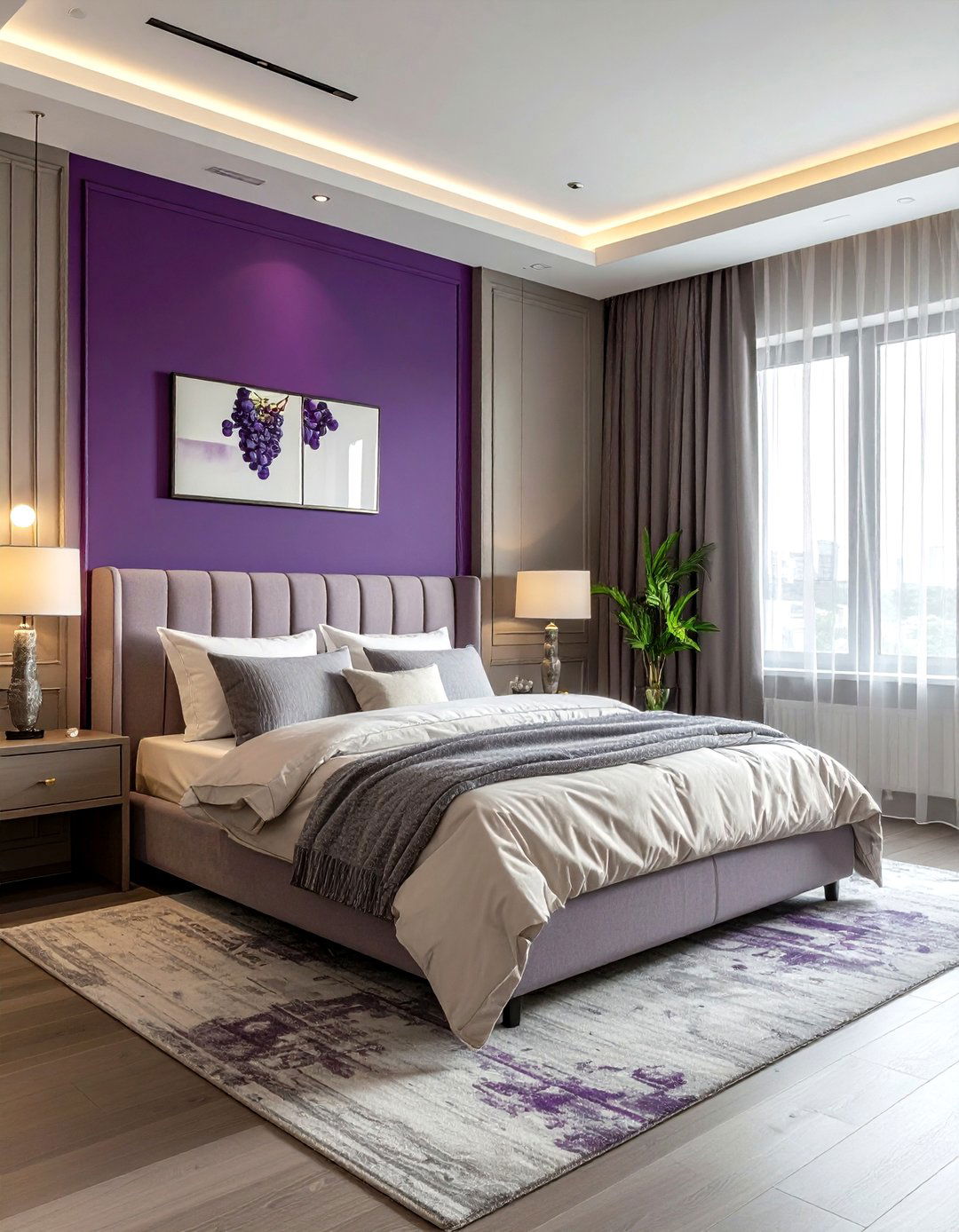 Dark purple accent wall bedroom - 30 purple bedroom ideas