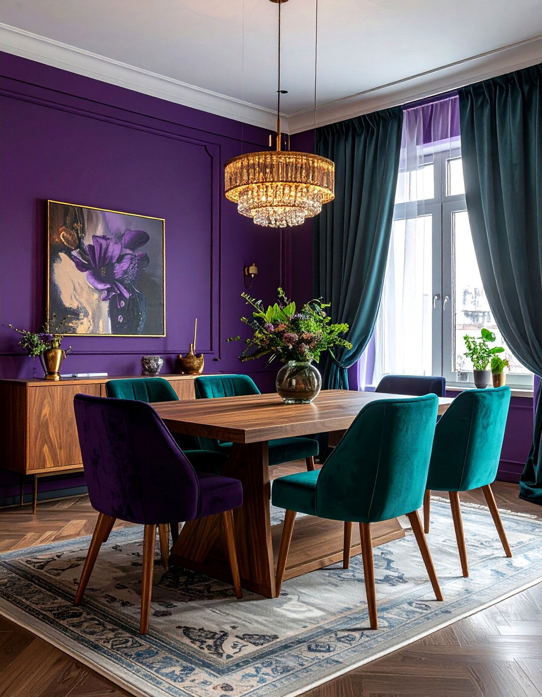 Dark purple and teal dining room - 30 purple dining room color schemes