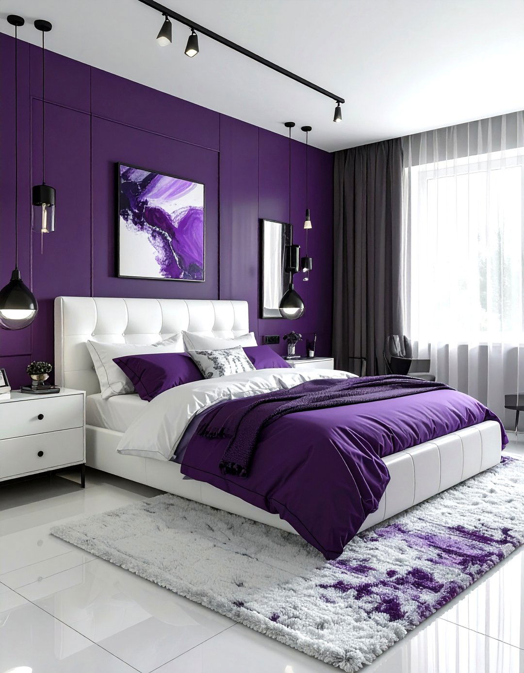 Dark purple and white aesthetic - 30 purple and white bedroom ideas