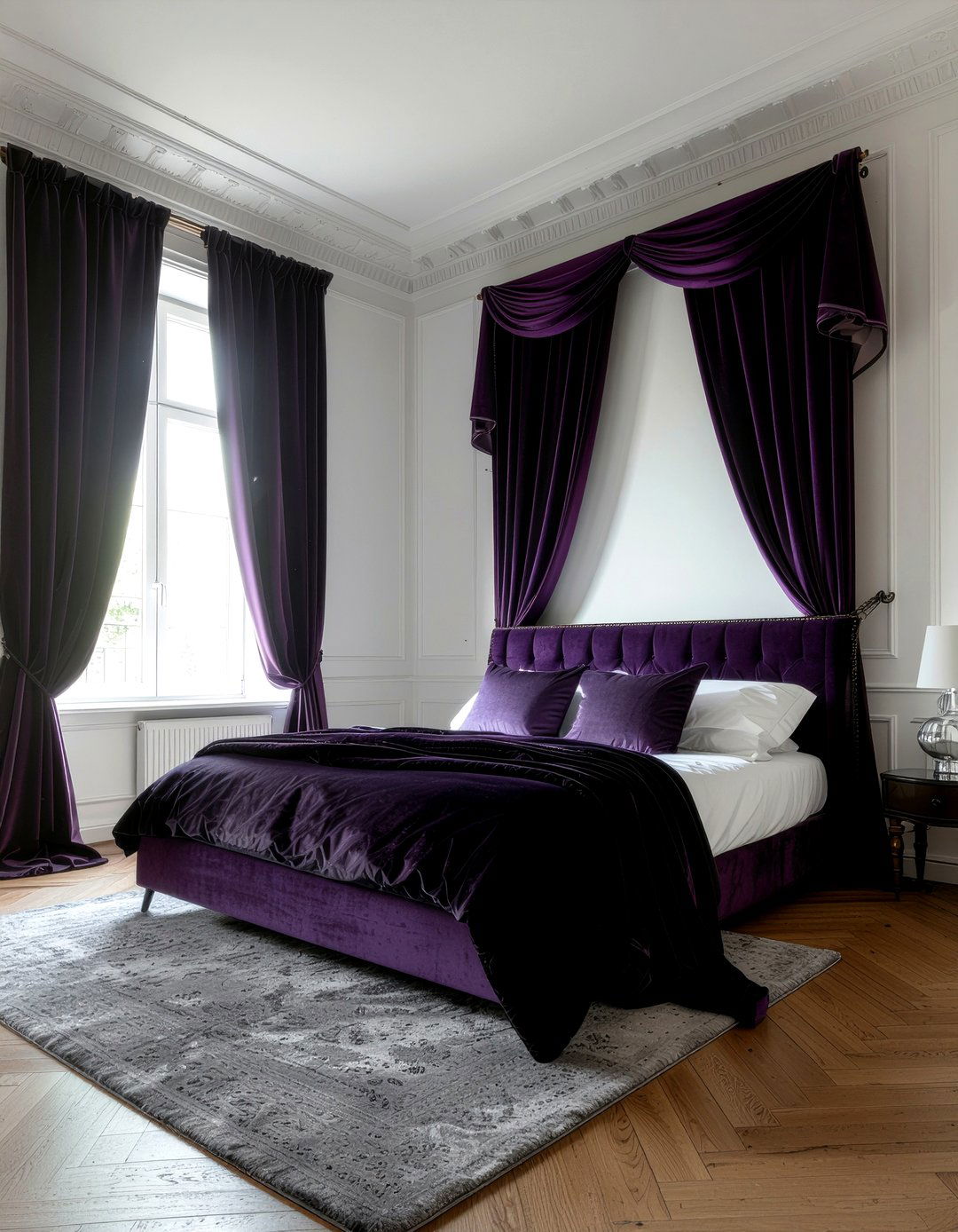 Dark purple curtains - 30 rock and roll bedroom ideas