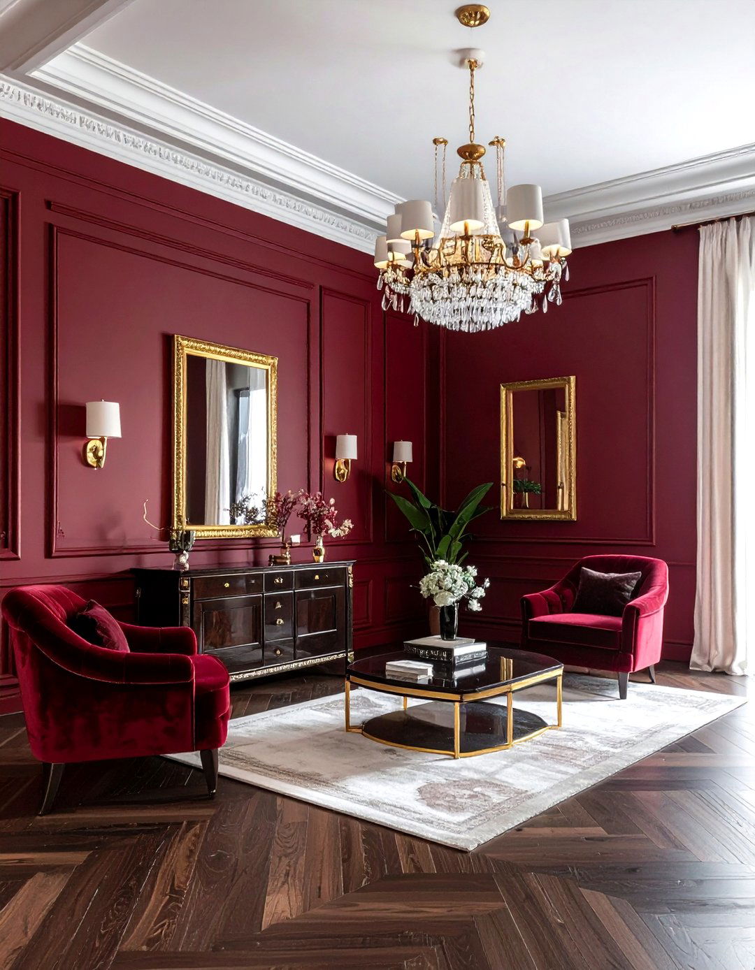 Dark red paint - 30 red living room ideas