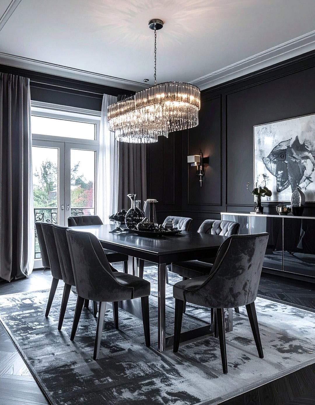 Dark silver dining room - 30 silver accent dining room ideas