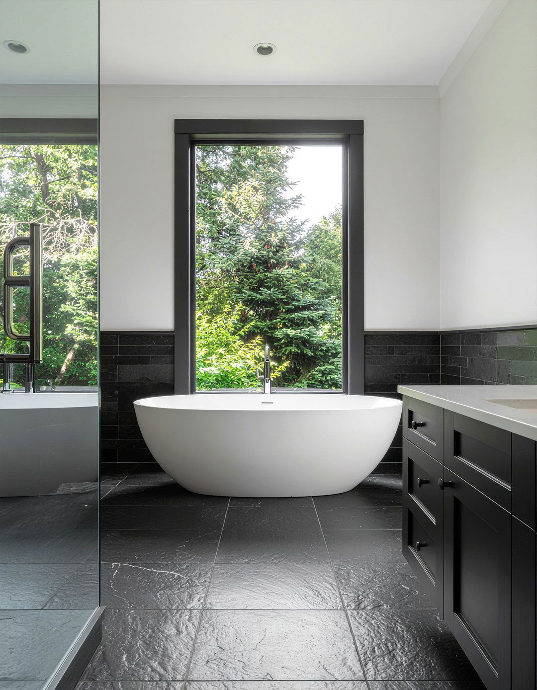 Dark slate bathroom floor - 30 slate tile bathroom ideas