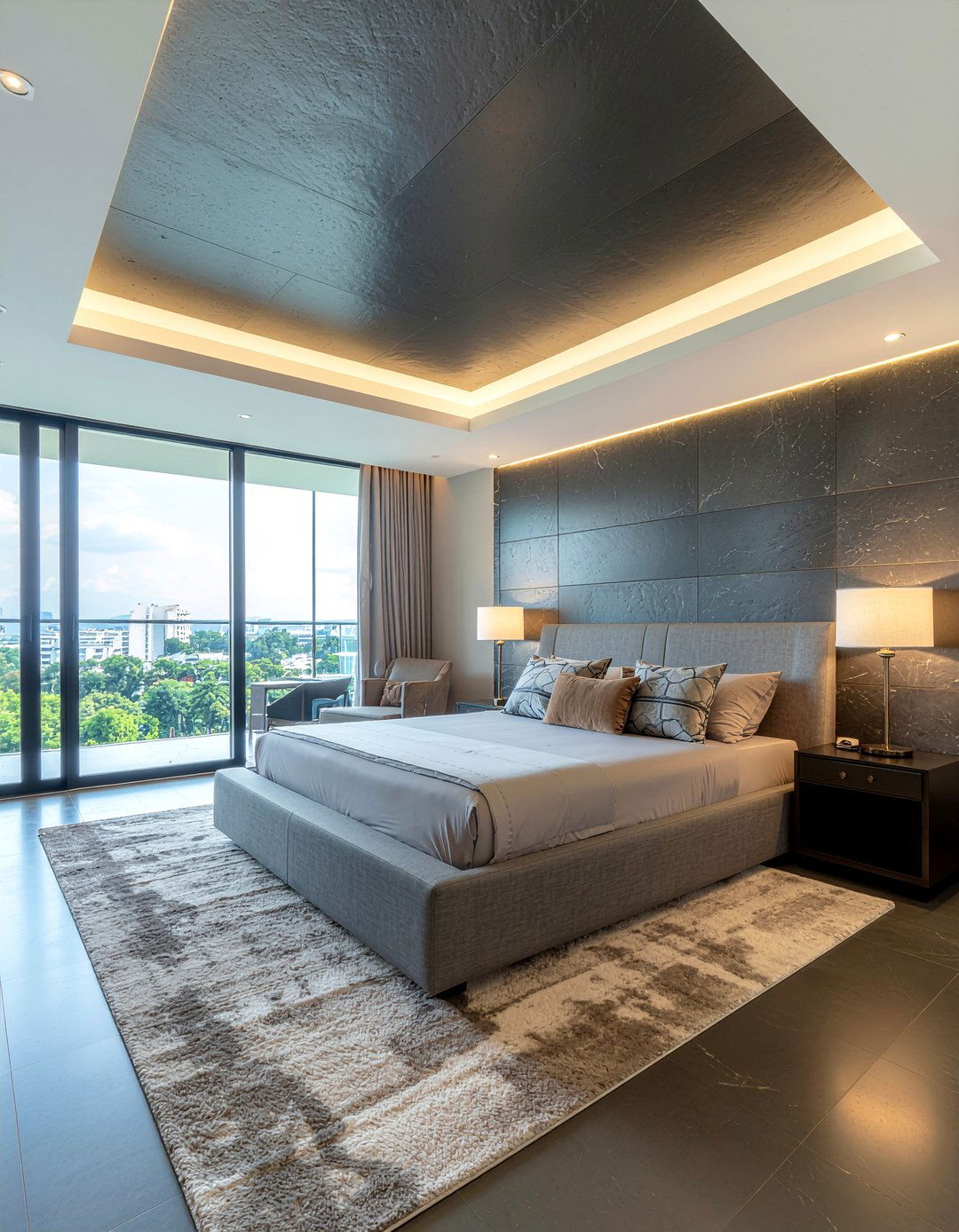 Dark slate bedroom ceiling - 30 all gray bedroom ideas