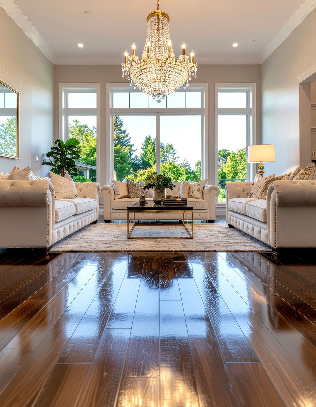 Dark stained bamboo flooring - 30 living room bamboo flooring ideas