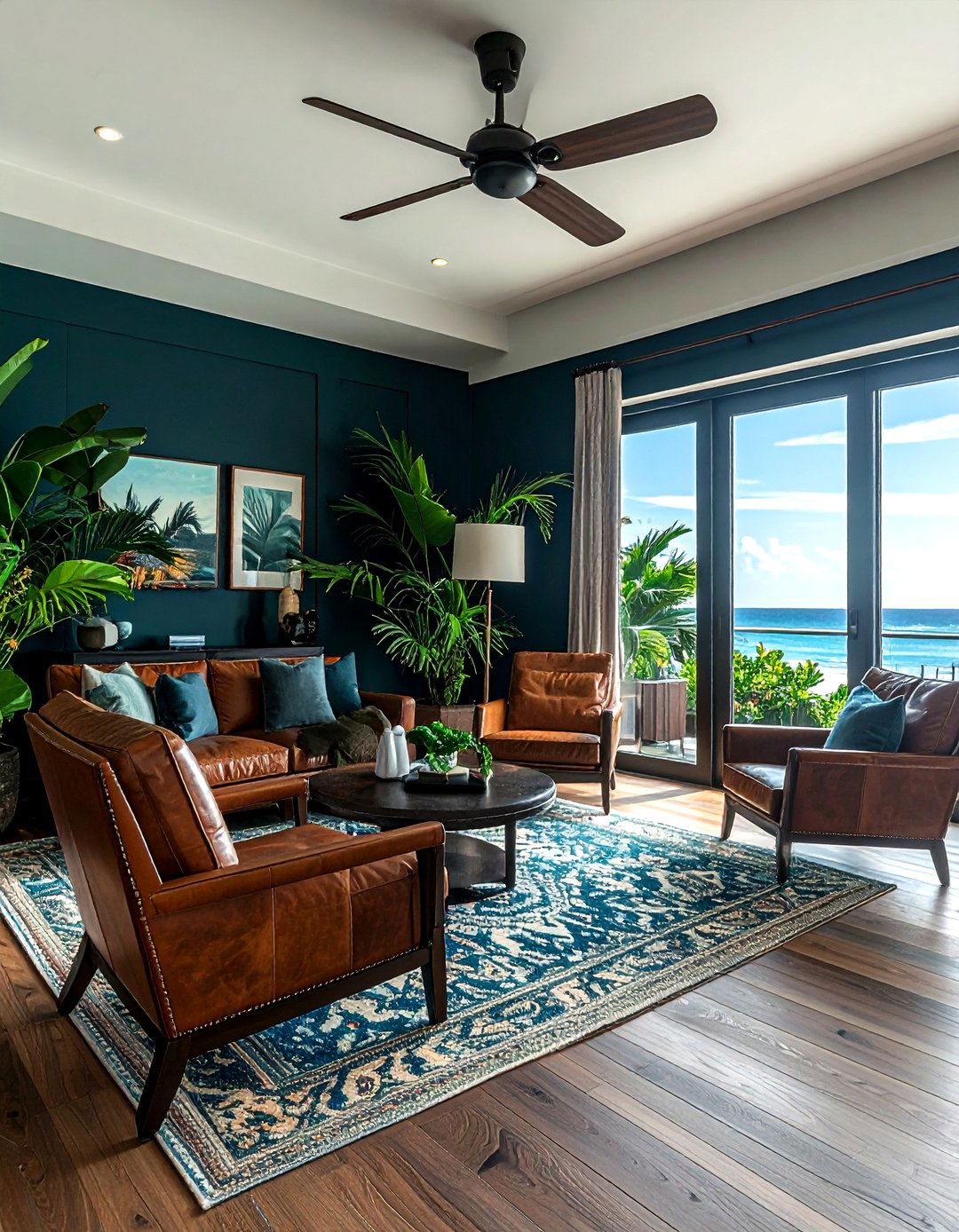 Dark teal beach house living room - 30 coastal teal living room ideas