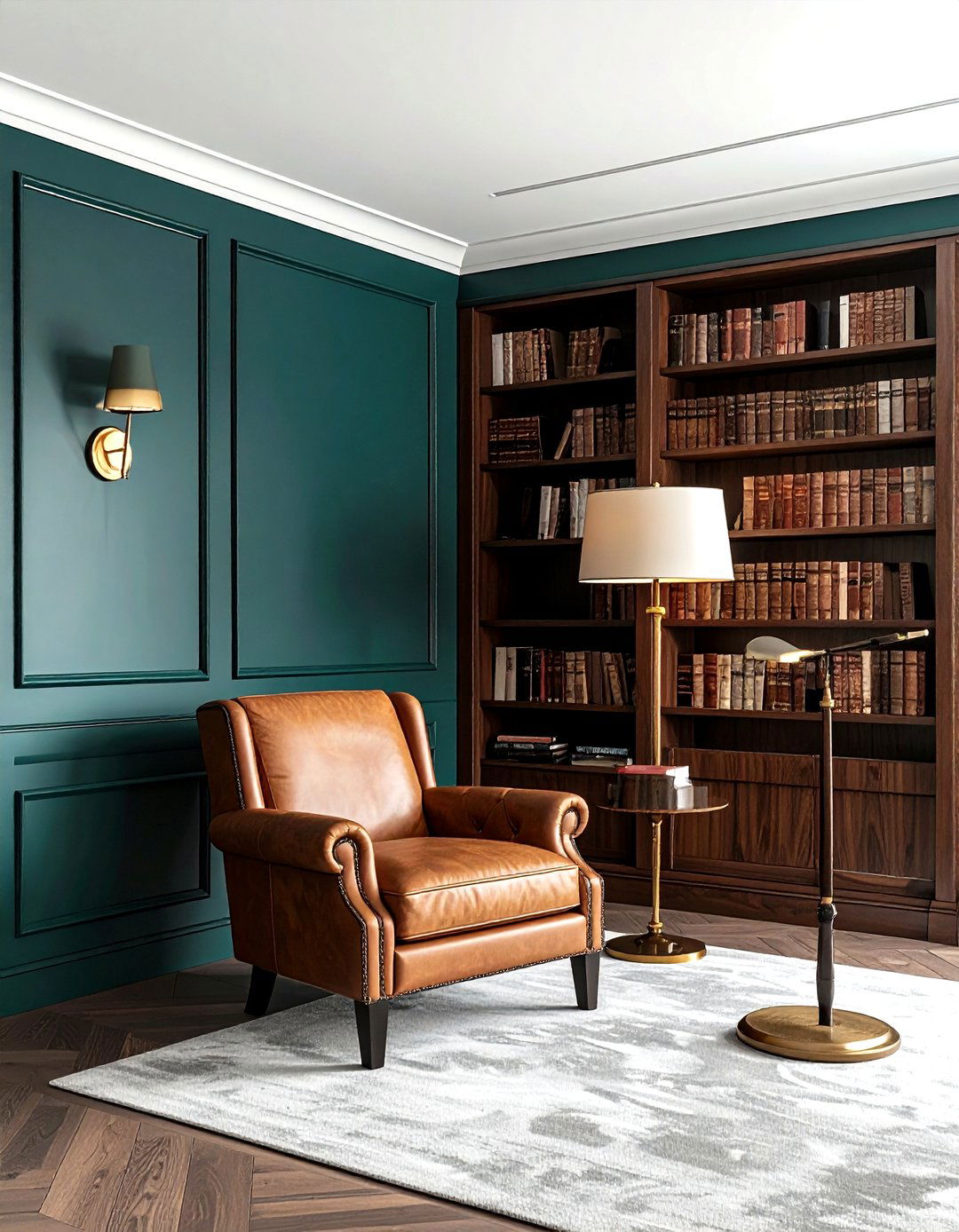 Dark teal library paneling - 30 wainscoting ideas