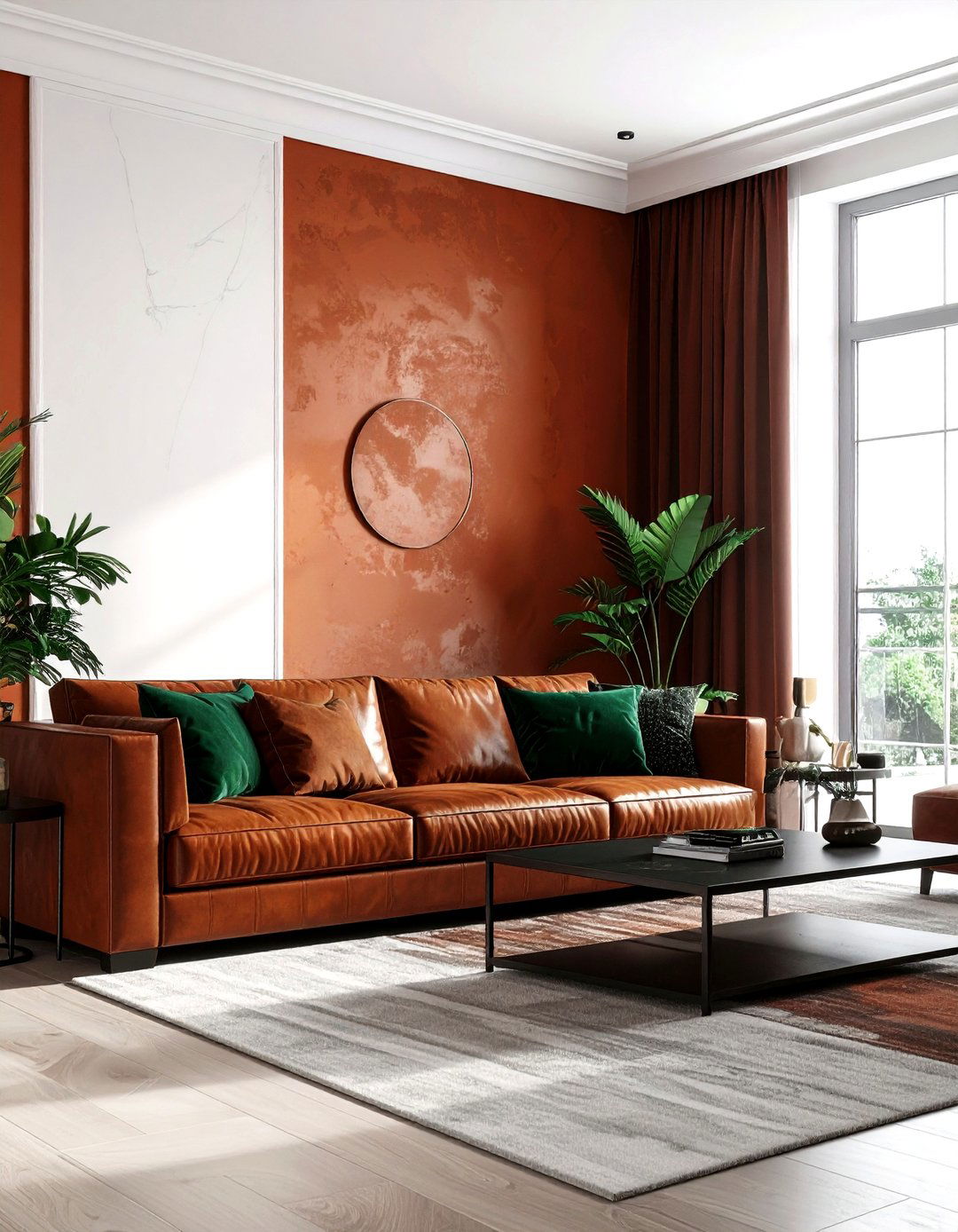 Dark terracotta living room - 30 living room terracotta walls