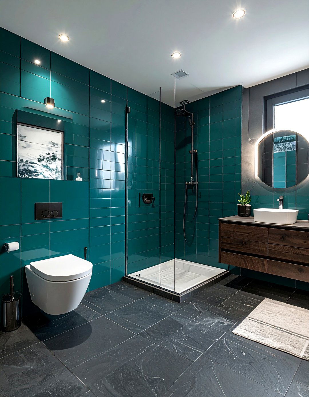 Dark turquoise bathroom accent - 30 turquoise bathroom ideas