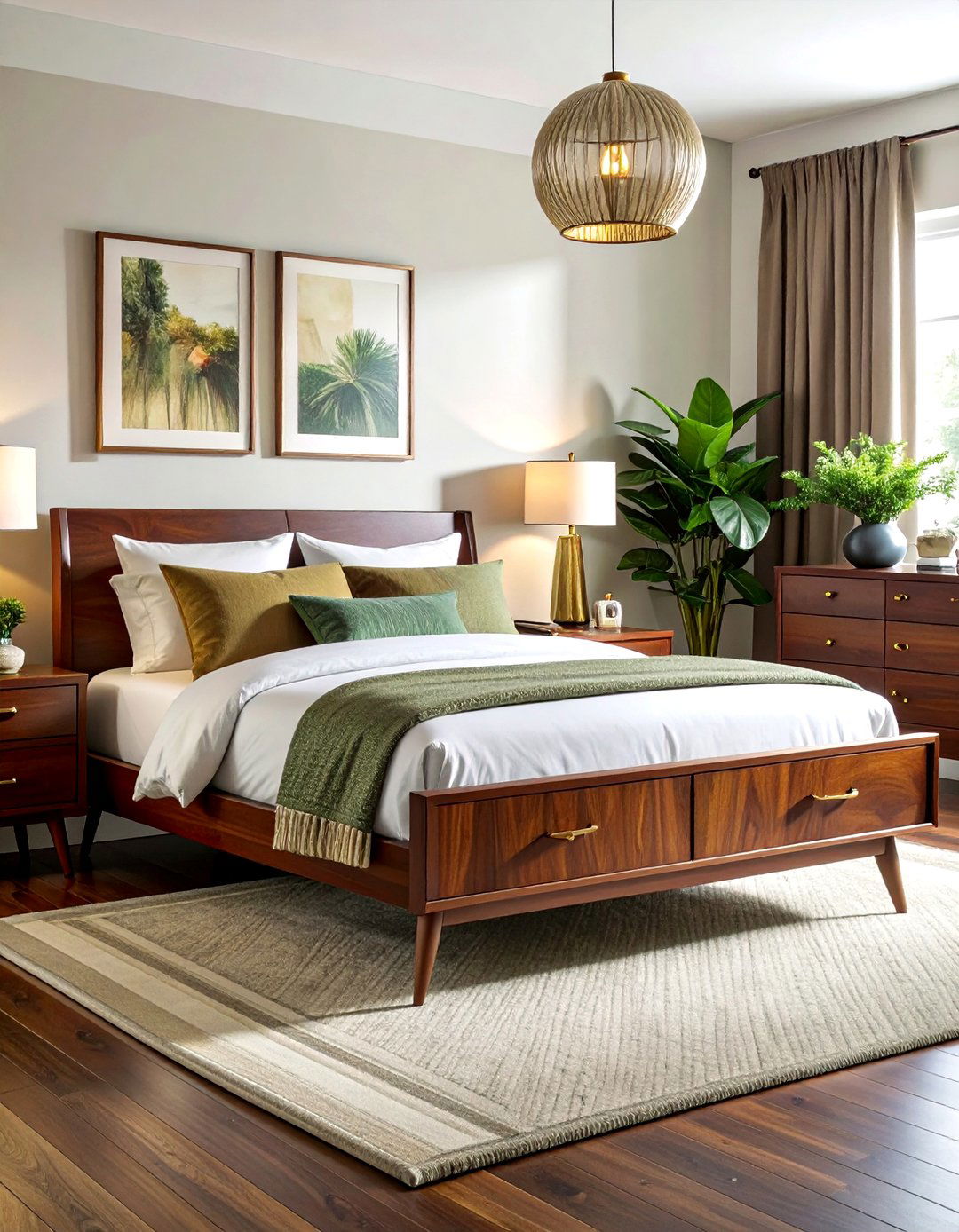 Dark walnut furniture bedroom - 30 mid-century glam bedroom ideas