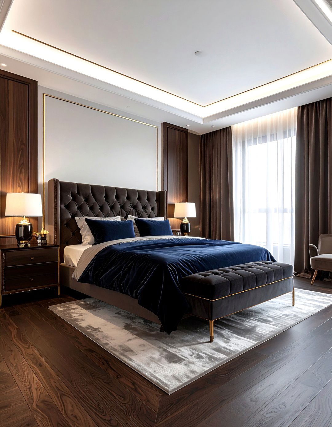 Dark walnut plank - 30 bedroom floor design ideas