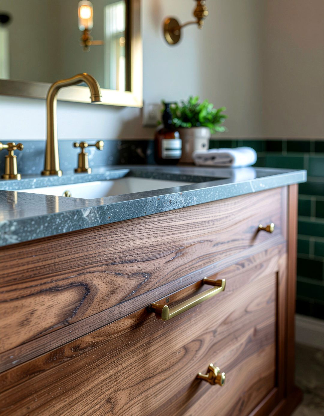Dark walnut vanity - 30 rustic bathroom vanity ideas