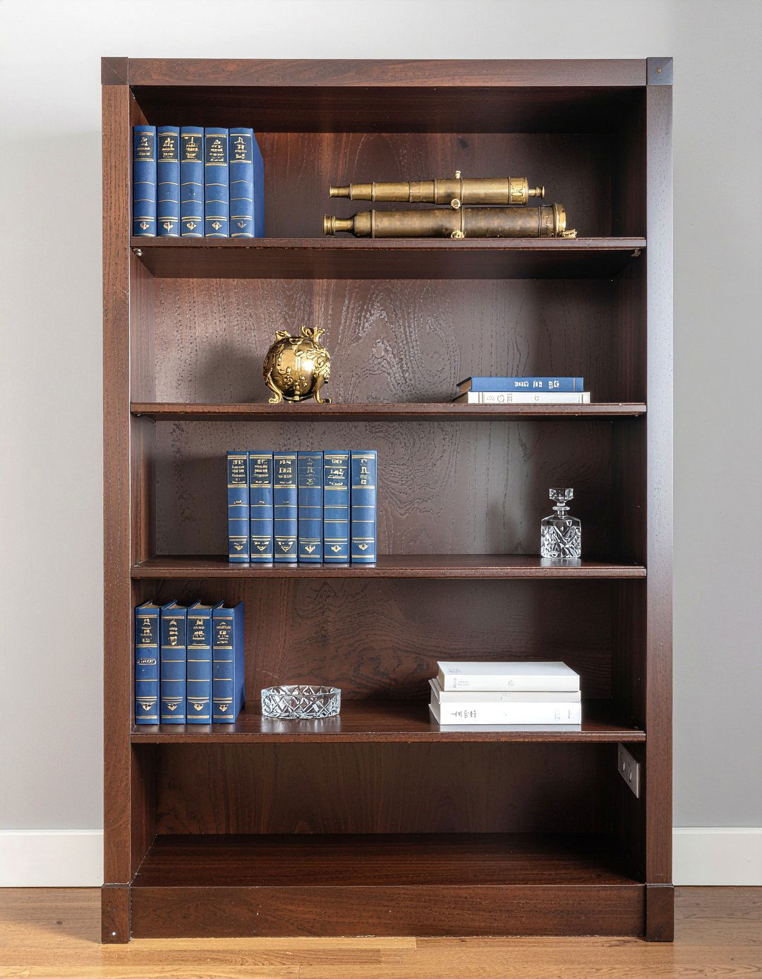 Dark walnut wood bookshelf - 30 living room bookshelf ideas
