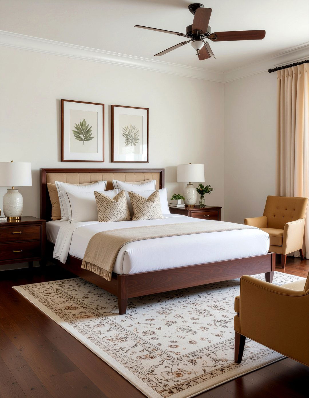 Dark wood and camel furniture - 30 camel bedroom ideas