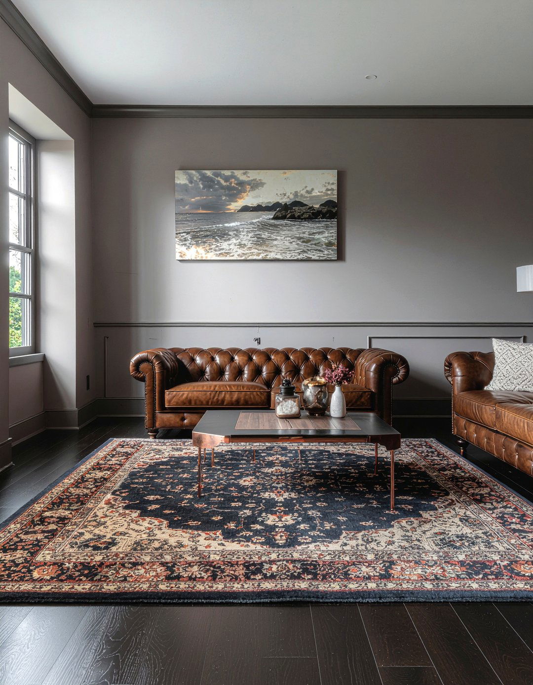 Dark wood and copper - 30 copper accent living room ideas