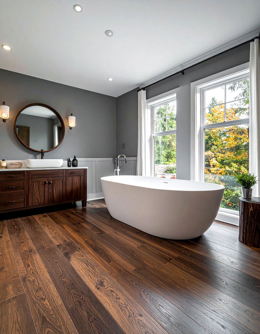 Dark wood bathroom floors - 30 warm bathroom ideas