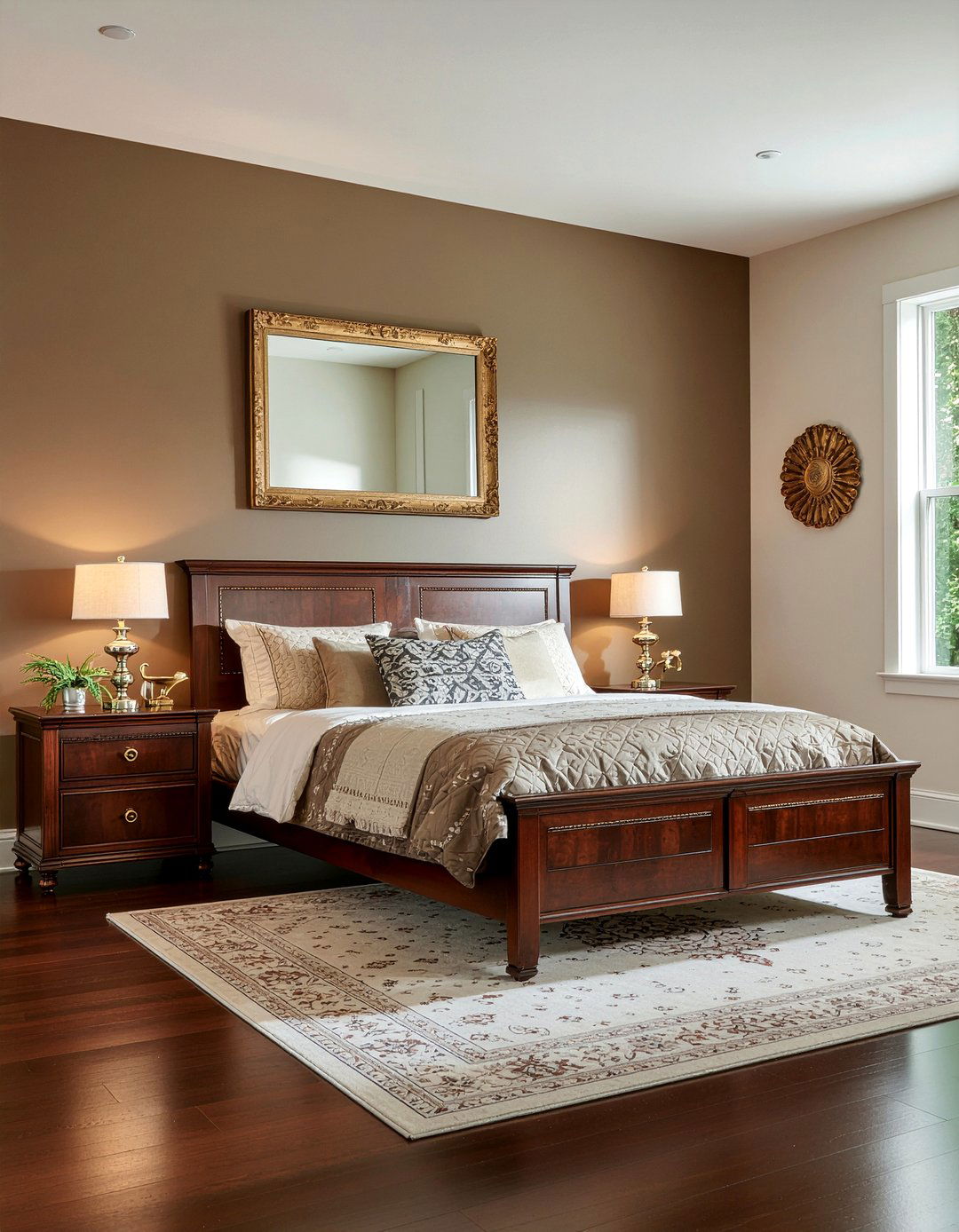 Dark wood bedroom with bronze - 30 bronze accent bedroom ideas