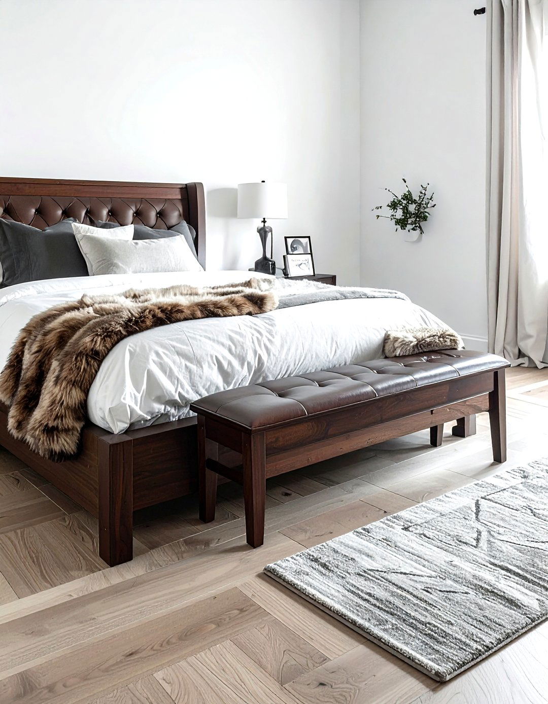 Dark wood bench - 30 dark wood decor ideas