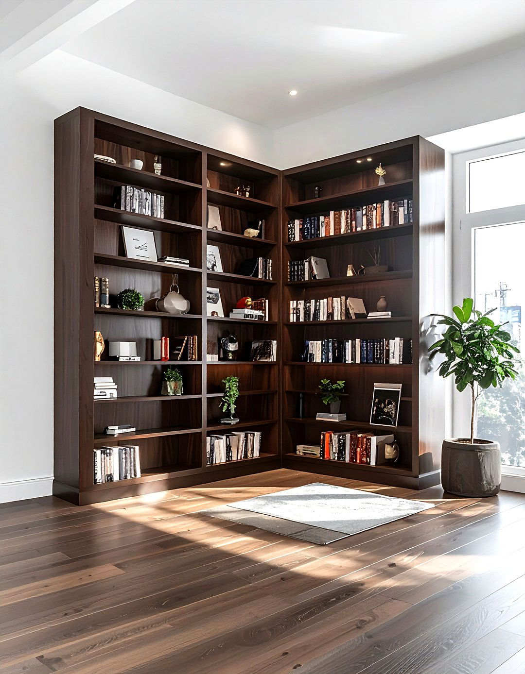 Dark wood bookcase - 30 dark wood decor ideas