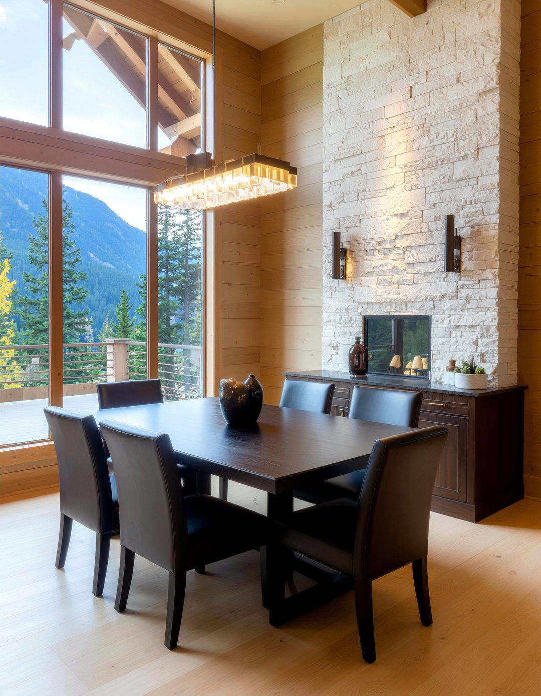 Dark wood cabin decor - 30 cabin dining room ideas