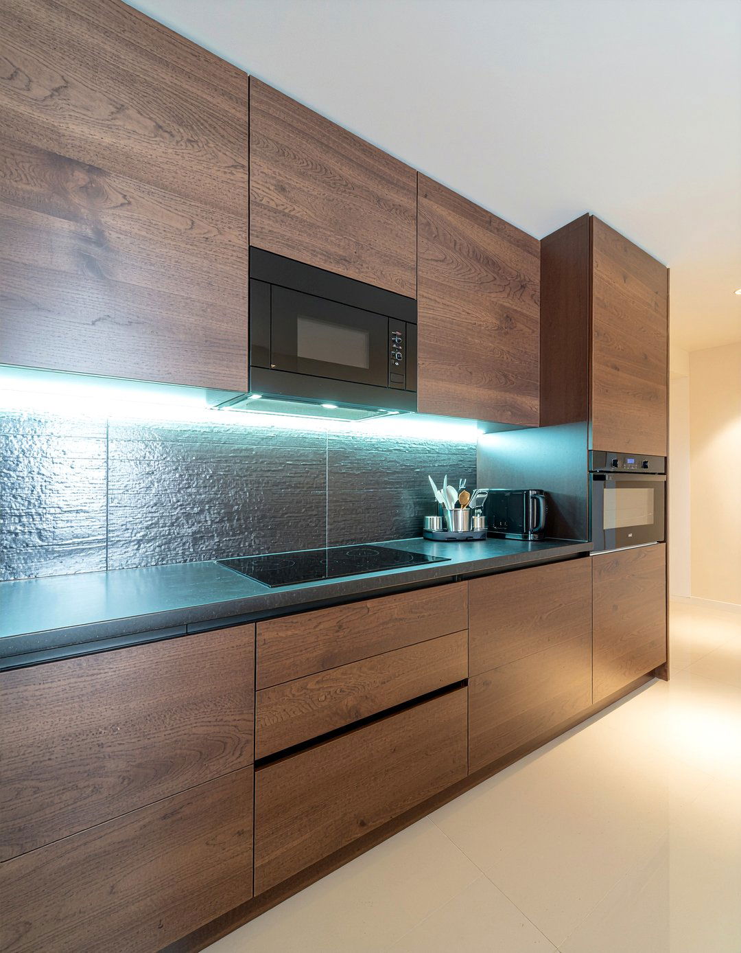 Dark wood cabinets with microwave over range - 30 over-the-range microwave kitchen ideas