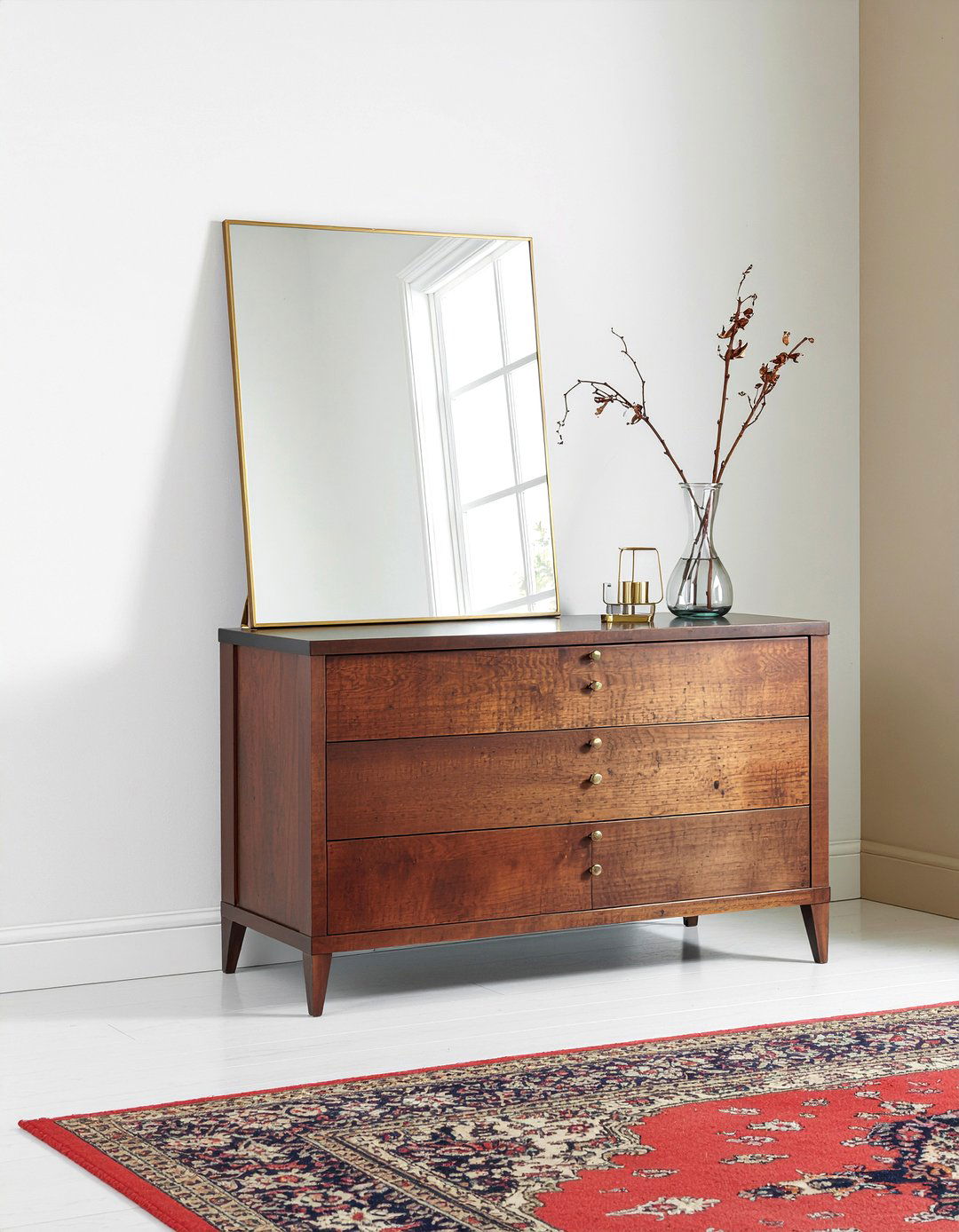Dark wood dresser with pivot mirror - 30 bedroom dresser with mirror ideas