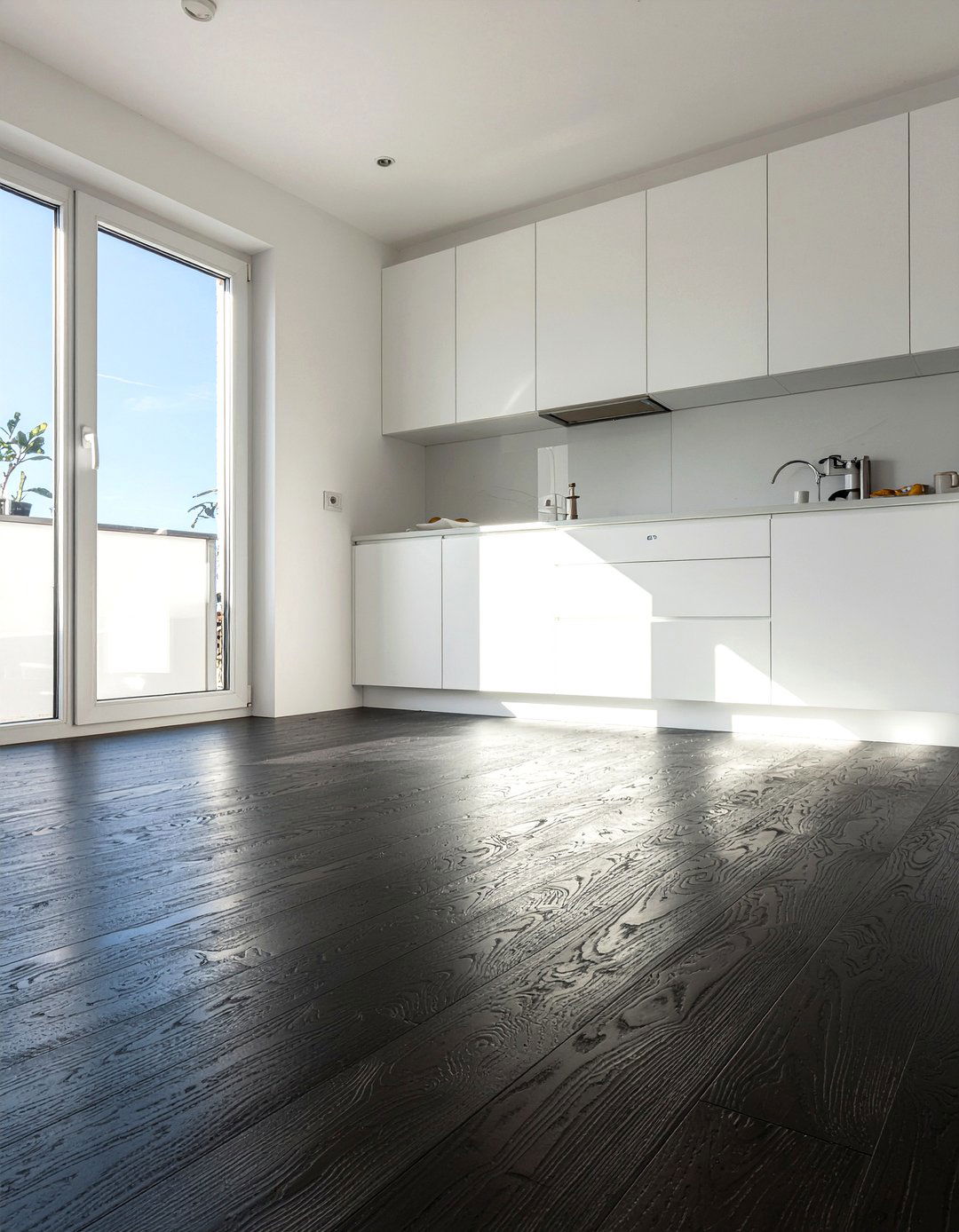 Dark wood flooring - 30 dramatic kitchen ideas