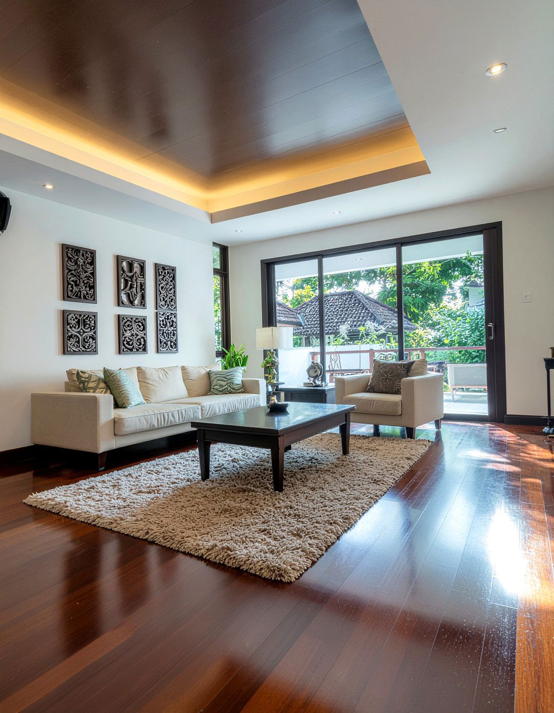 Dark wood flooring - 30 Thai living room ideas