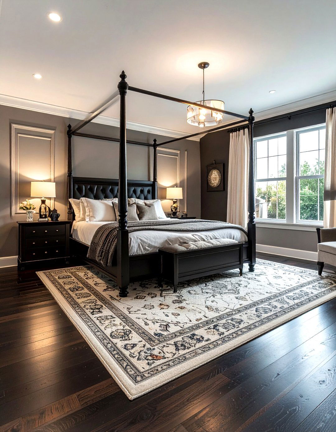 Dark wood floors black bedroom - 30 traditional black bedroom ideas