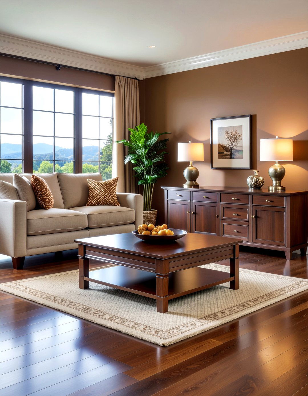 Dark wood furniture - 30 rust living room ideas