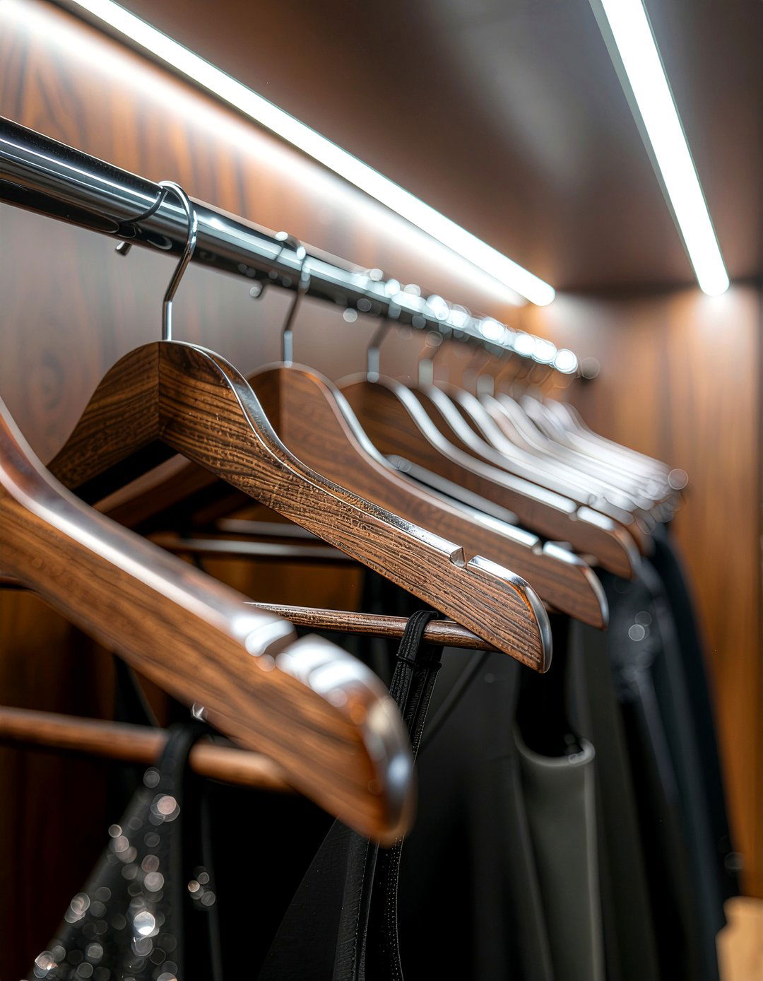 Dark wood hangers - 30 bedroom wooden hangers