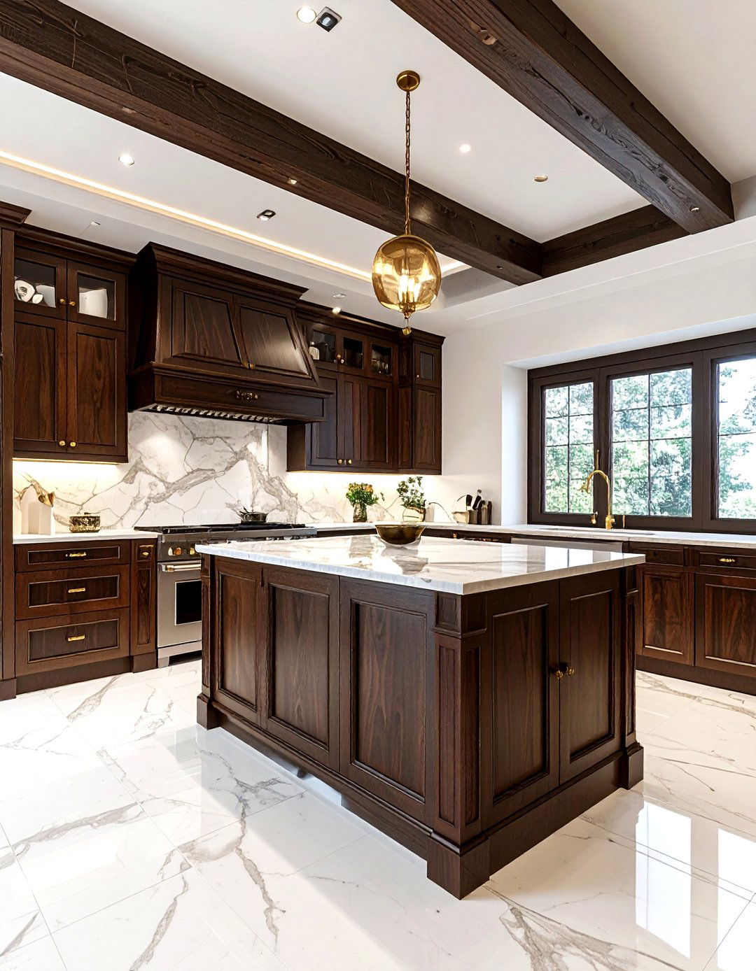 Dark wood kitchen beams - 30 kitchen beamed ceiling ideas