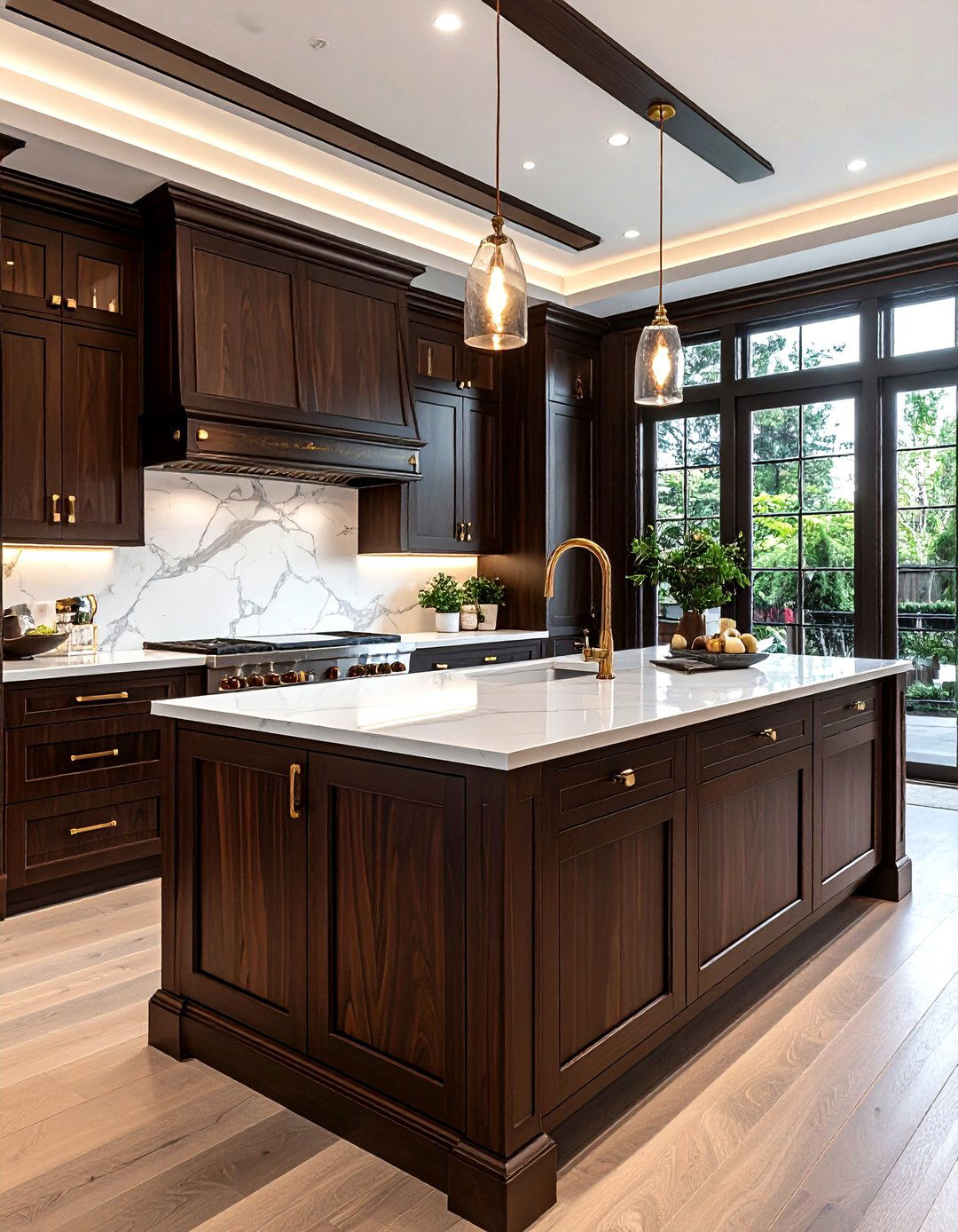 Dark wood kitchen with steam oven - 30 steam oven kitchen ideas