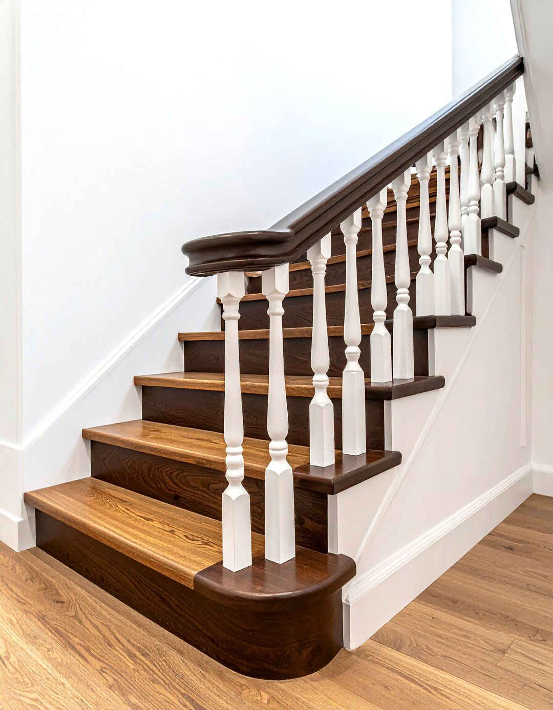 Dark wood staircase railing - 30 dark wood decor ideas