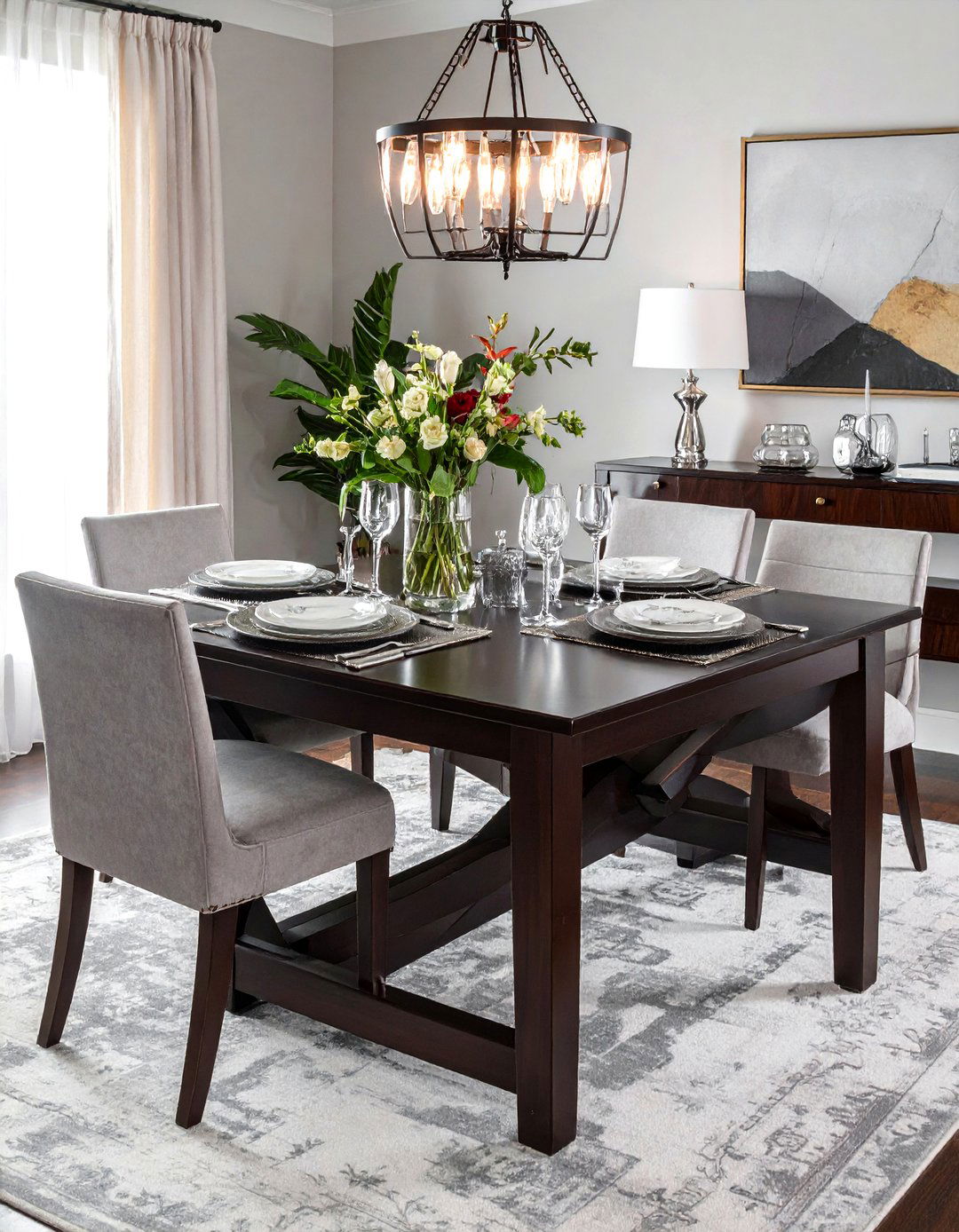 Dark wood trestle table - 30 trestle dining table ideas